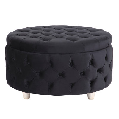 Repose-pieds de rangement rond en velours de 29,5 po Kirsten