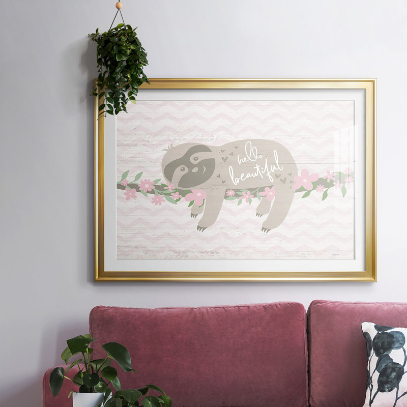 " Floral Sloth ", Gold, 15" H x 21" W x 1.5 D