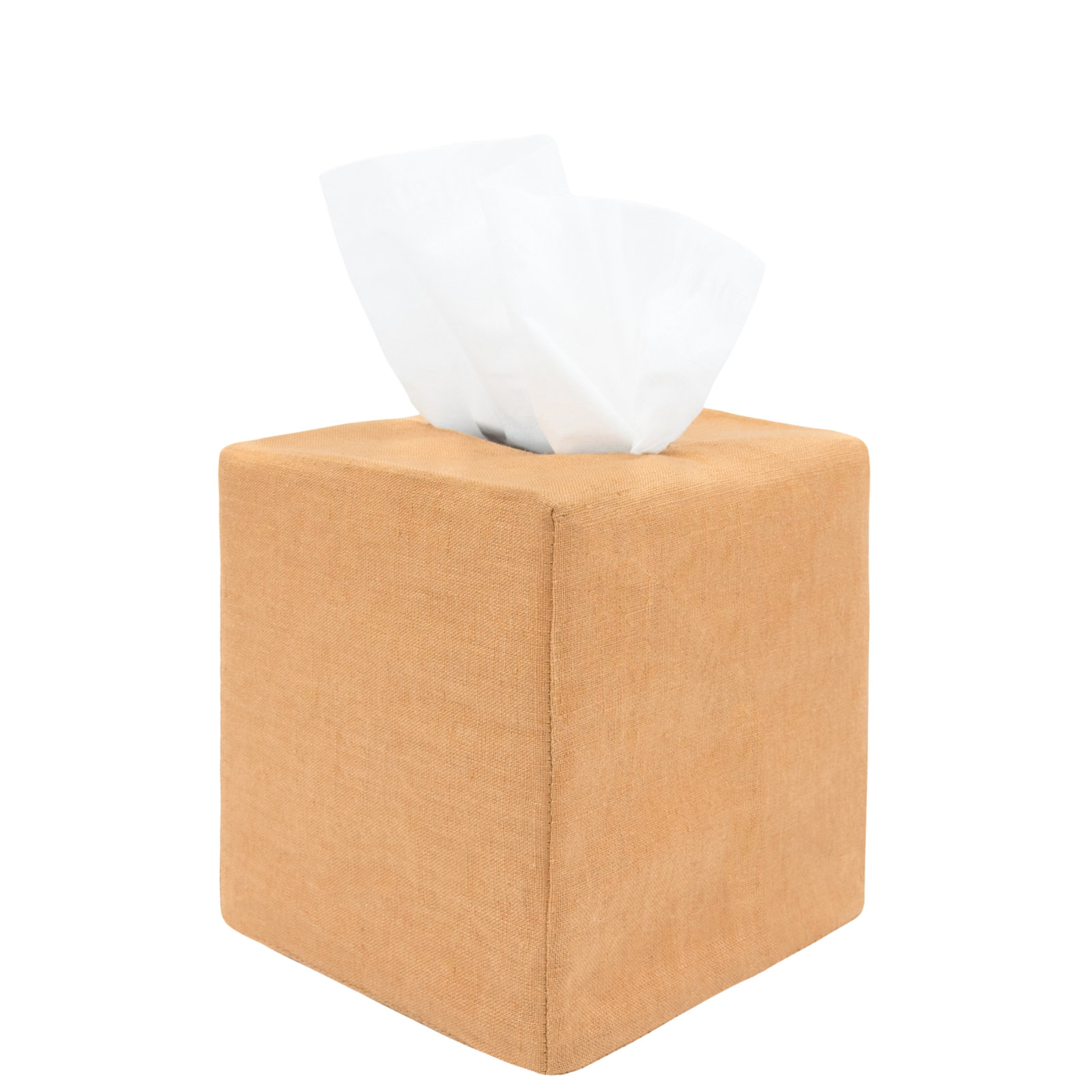 Stonewashed Linen Tissue Box Cover, Fawn