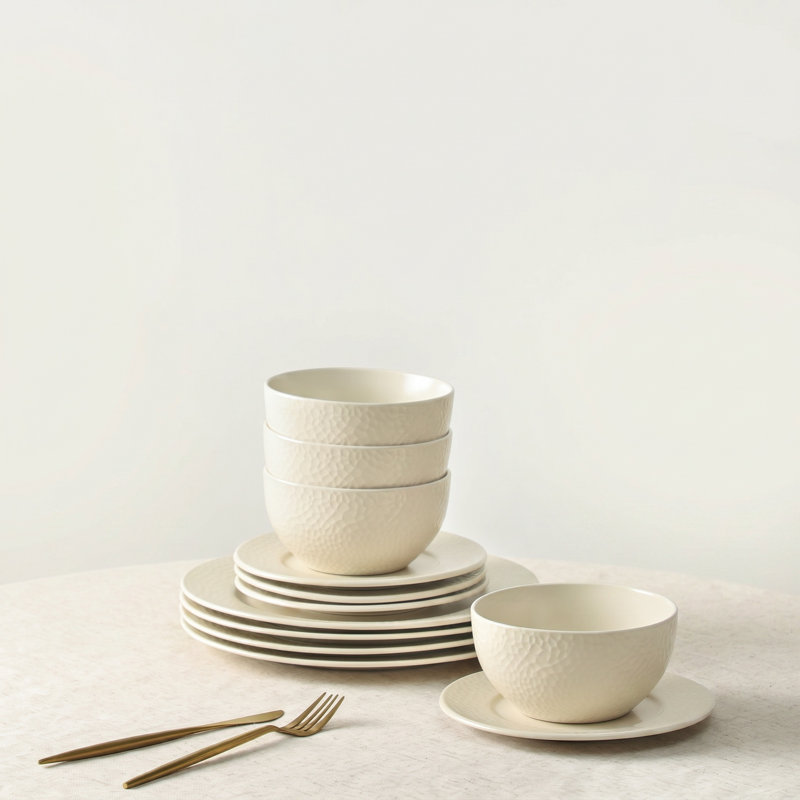Stone Lain Topaz 24-Piece Dinnerware Set Stoneware, Beige
