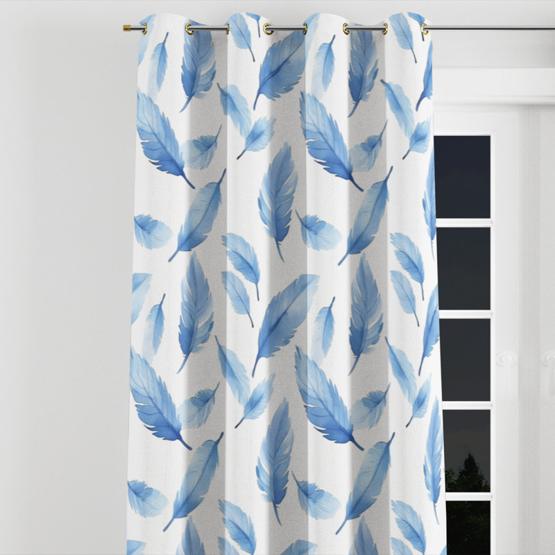 Coastal Curtains for bedroom - Floral Bradynn Grommet Curtain - 1 Panel, Gold Grommets, 52" W x 95" L