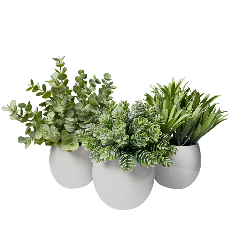 Digby plante artificielle eucalyptus en pot blanc