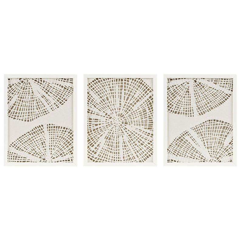 Framed Abstract Coastal Rice Paper 3-Piece Wall Art Set