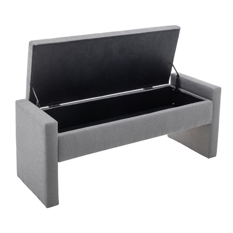 Rasner Upholstered Flip Top Storage Bench, Gray