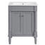 Meuble-lavabo de 61 cm (24 pouces) avec lavabo intégré, armoire de rangement moderne à 2 niveaux, de couleur grise et de structure en bois massif.
