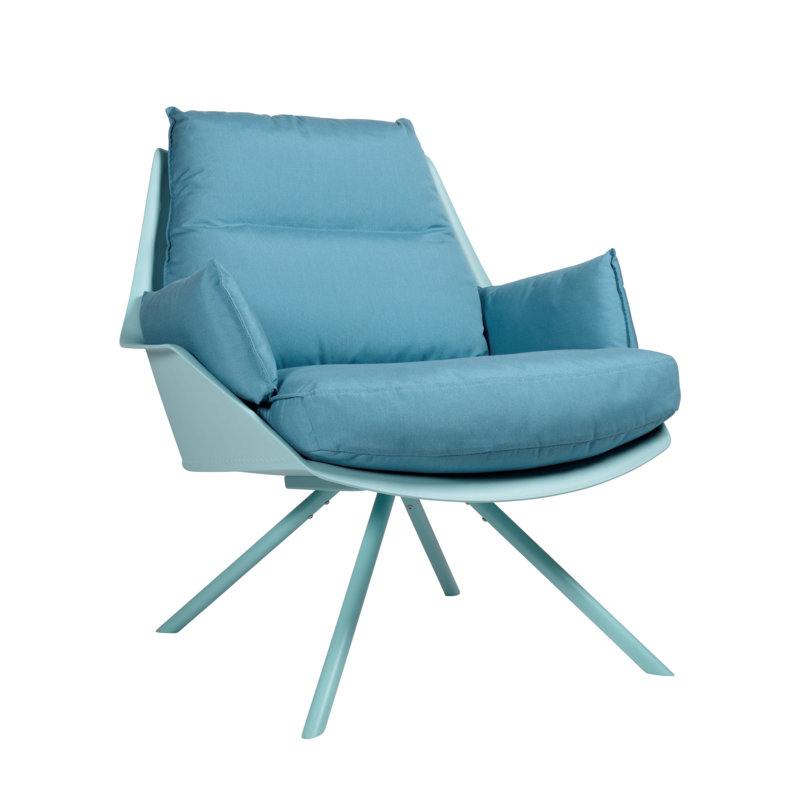 Fauteuil de terrasse avec coussin Anou, Turquoise