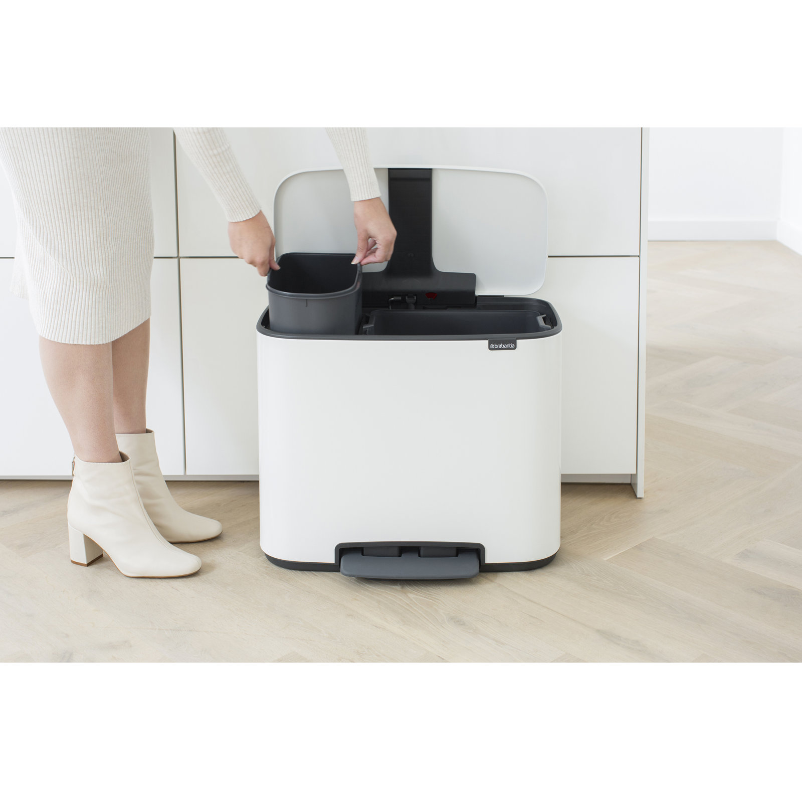 Brabantia Bo 9gal Step-On Recycling Can, White