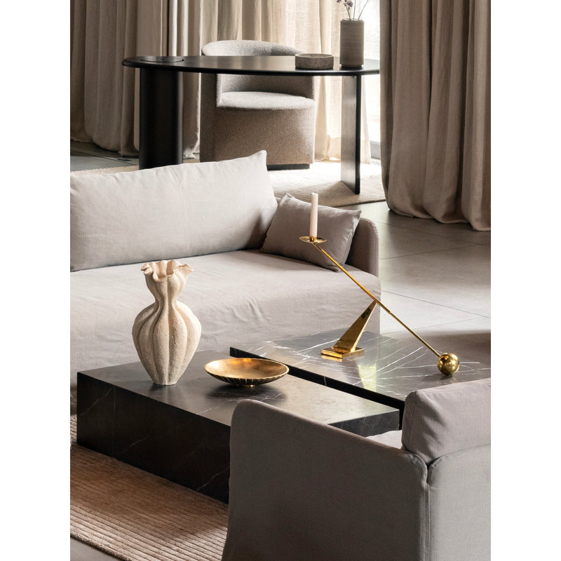 Interconnect Candlestick, Polished Brass, 16.3" H x 27.6" W x 5.1" D