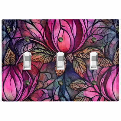 Plaque murale standard à 3 interrupteurs à bascule Dark Flower Roses
