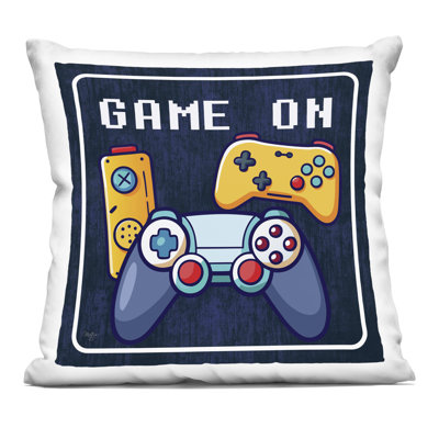Game On with Controllers Decorative Printed Throw Pillow, design by Mollie B.