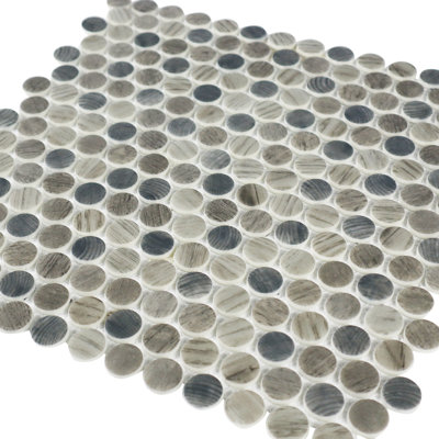 Carreau de mosaïque mural en verre rond 12 po x 12 po Stantonsburg