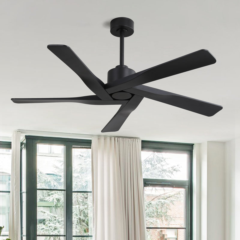 54" W ABS Blades Ceiling Fan with DC Motor, Matte Black, Matte Black, 54"
