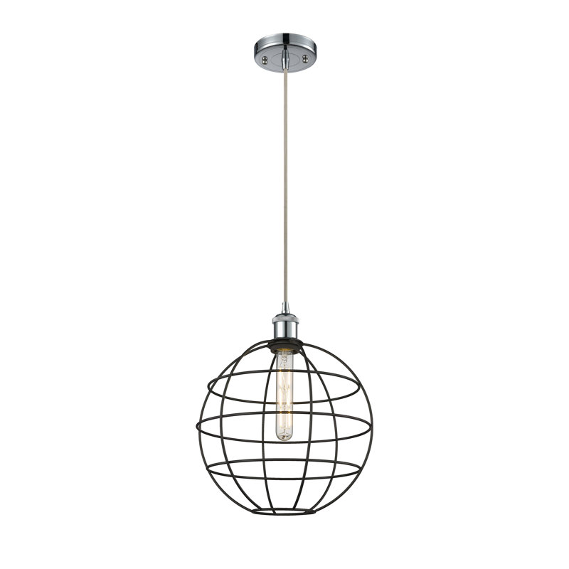 Luminaire suspendu à tige 1 lumière 16 po Ballston Lake Placid, H 134,5 po x l 12 po x P 12 po, Chrome poli