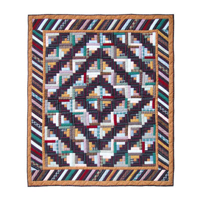 Dusty Diamond Log Cabin Quilted Throw Blanket