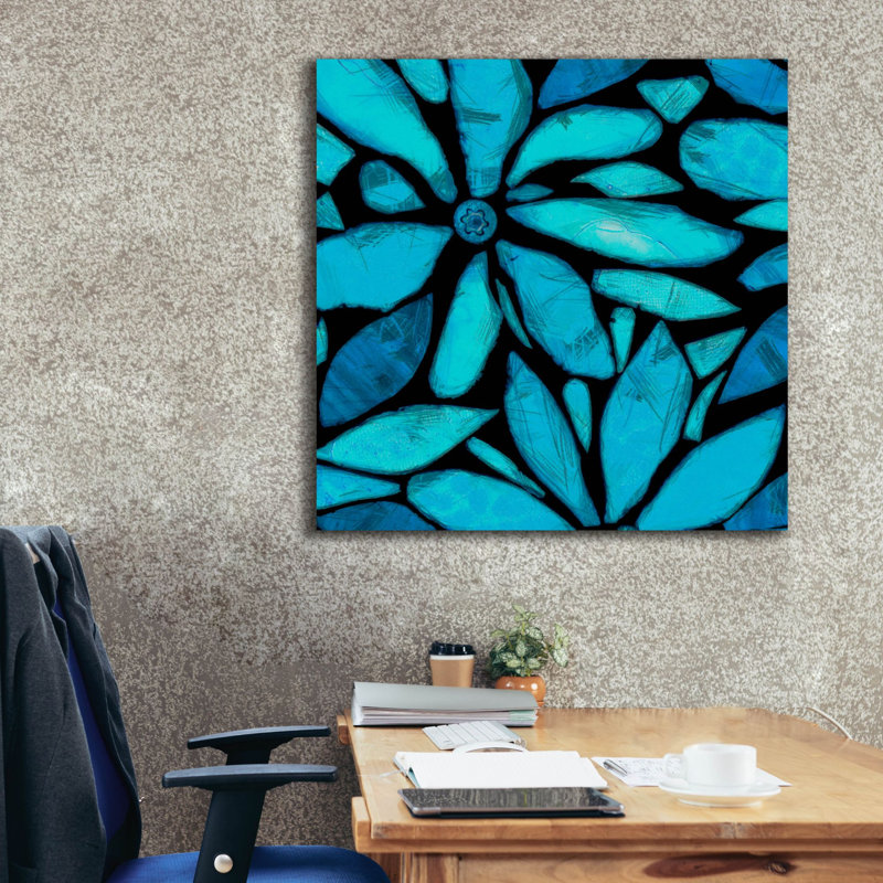 «Epic Graffiti» «Black and Blue 1» par Alonzo Saunders, art mural sur toile, 37 po x 37 po