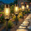 Lumières solaires extérieures imperméables Ip65, lumières de jardin solaires lumineuses extérieures, lumières solaires extérieures marche / arrêt automatiques pour allée de jardin allée décor de jardin