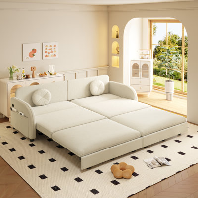 Canapé-lit multifonctionnel avec rangement, revêtement en chenille durable pour les espaces de vie modernes
