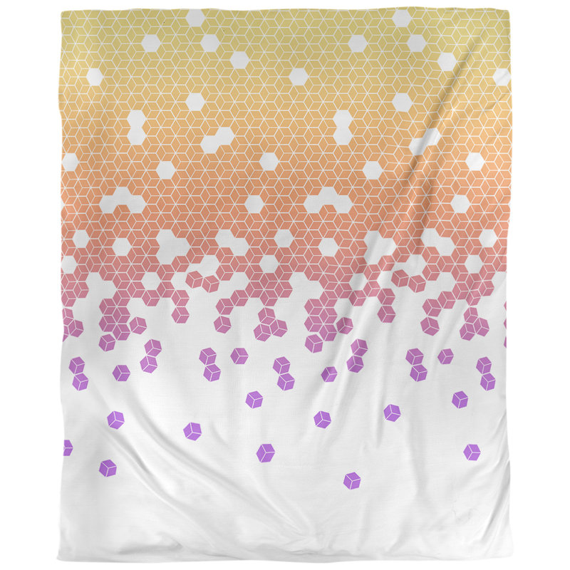 Tissu cube culbuté, Rose / orange, L 58 po x l 36 po, Sergé de coton