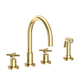 East Linear Double Handle Kitchen Faucet with Side Spray