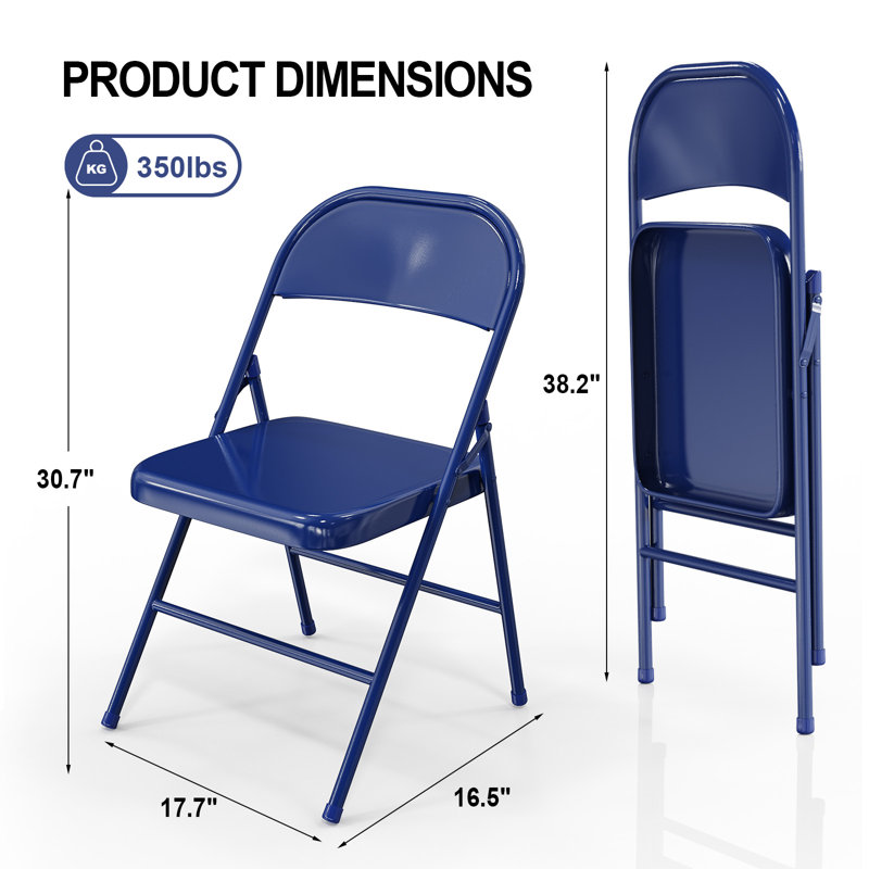 Miramar Metal Stackable Folding Chair Folding Chair Set, Blue
