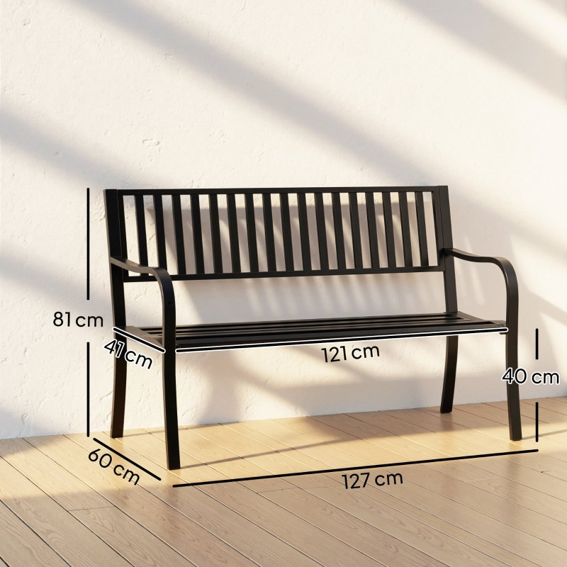 127 cm W Steel Garden Bench