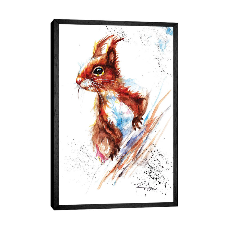 Red Squirrel II by BebesArts - Gallery-Wrapped Canvas Giclée on Canvas, 66.04 cm H x 45.72 cm W, Black Framed Canvas