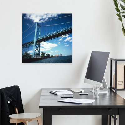 Bridge Across A River, Ambassador Bridge, Detroit River, Detroit, Wayne County, Michigan, Usa Abstract Contemporary Architecture City Wall Art