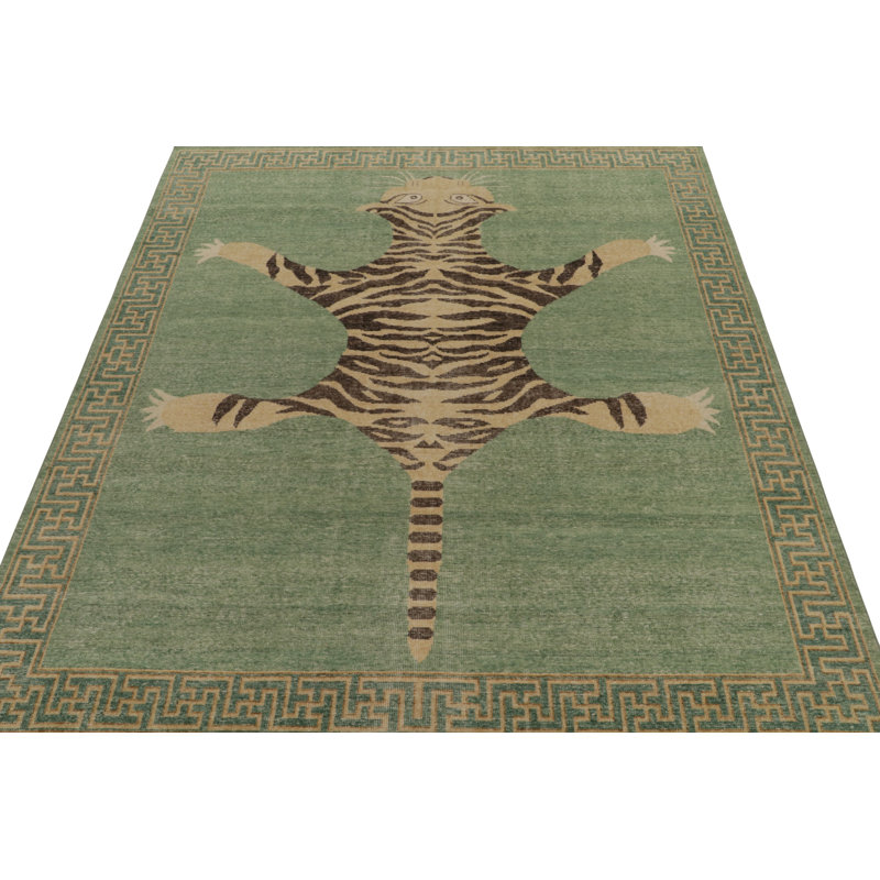 Distressed Homage Handmade Kilim Wool Animal Print Area Rug, Rectangle 10' x 14'