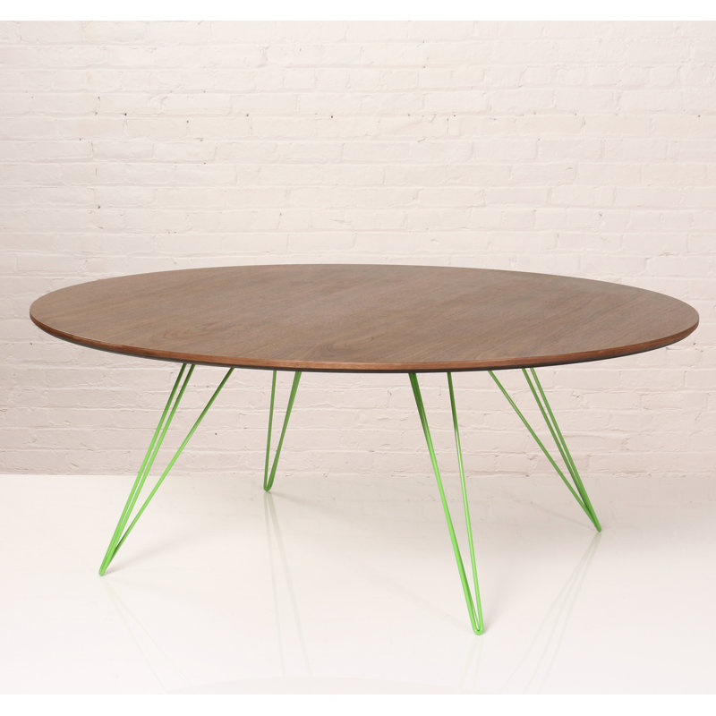 Williams Single Coffee Table, Green, 18" H x 46" W x 40" D, Walnut