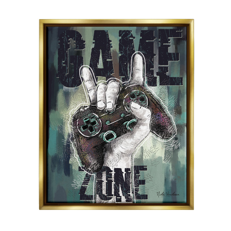 " Game Zone Controller " by Nidhi Wadhwa, Metallic Gold Floater Frame, 21" H x 17" W x 1.7" D