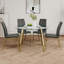 Table ronde en verre de style moderne, conception transparente élégante, base de support durable, ensemble de chaises de salle à manger gris anthracite