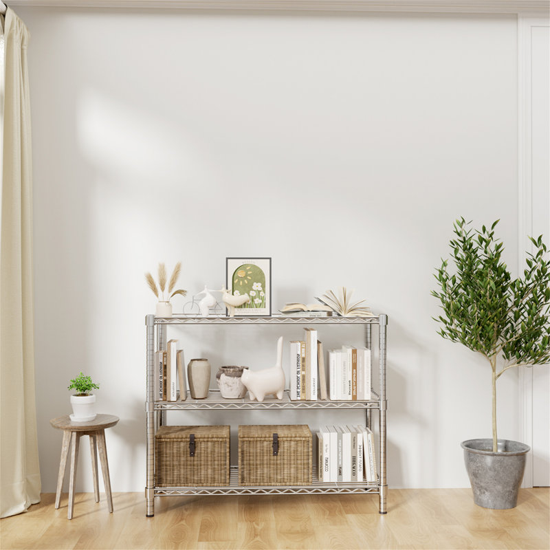 Wire Shelving Unit, (3 Shelves) 36"H x 14"W x 36"D, Silver