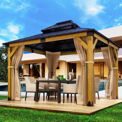 12 Ft. W x 10 Ft. D Solid Wood Patio Gazebo