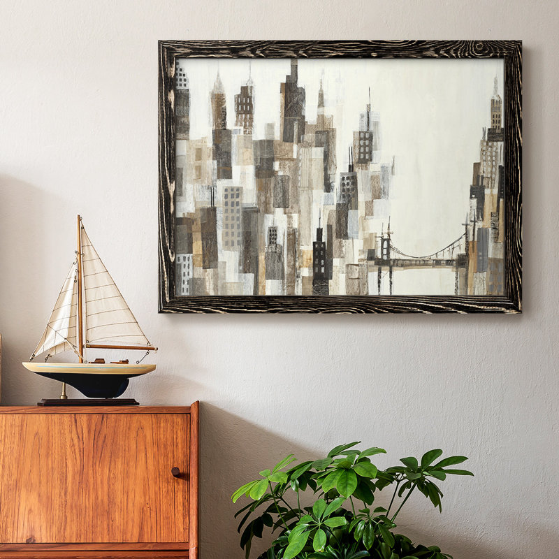 Port of Call - Toile tendue avec châssis rustique, Noir, H 28 po x l 42 po x P 1,5 po