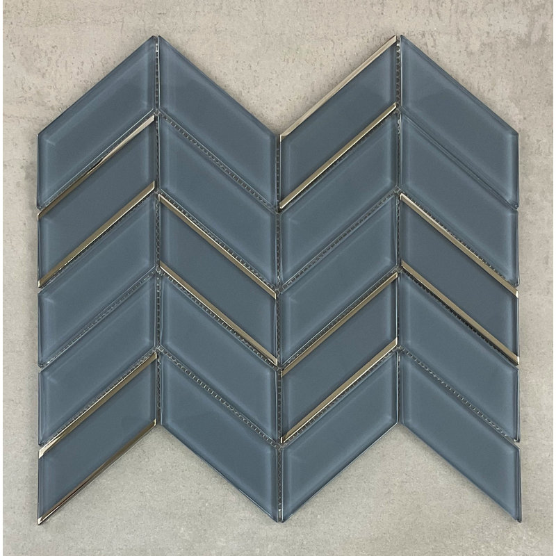 1.5 in. x 4.25 in. Herringbone Glossy Tile, Charcoal