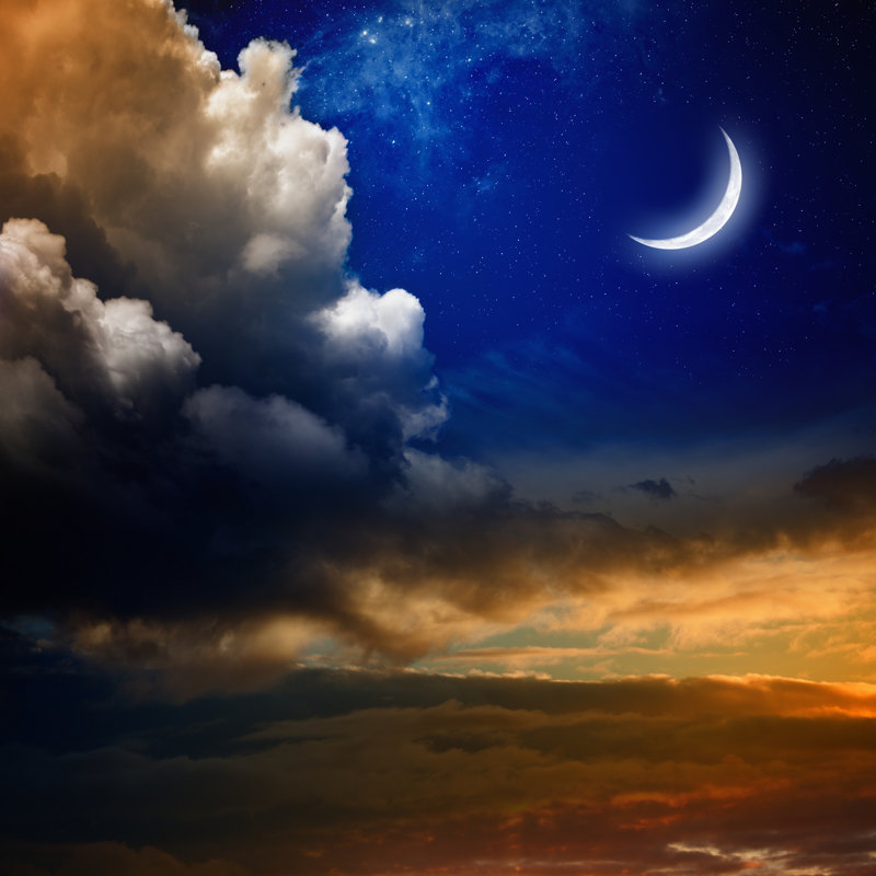 Sunset And New Moon by Ig0rZh - Wrapped Canvas Print, 30cm H x 30cm W x 3.8cm D