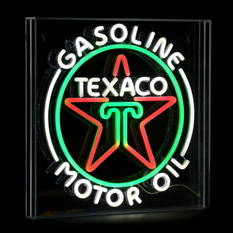 Texaco Gasoline Motor Oil Acrylic LED Wall Sign