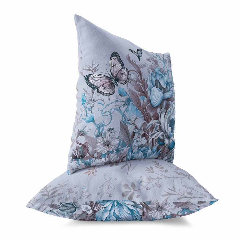 Coussin décoratif intérieur / extérieur Garden Delights, Bleu / multicolore / cyan, H 20 po x l 20 po