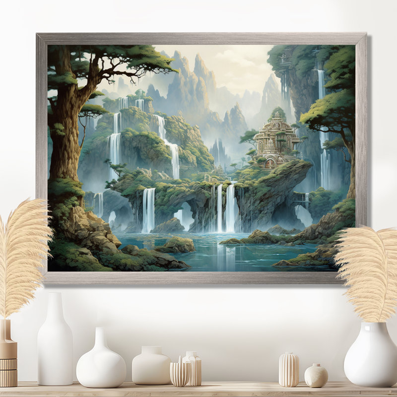 Art asiatique, rythme naturel I - art mural asiatique, H 24 po x l 32 po x P 1 po, Cadre flottant érable
