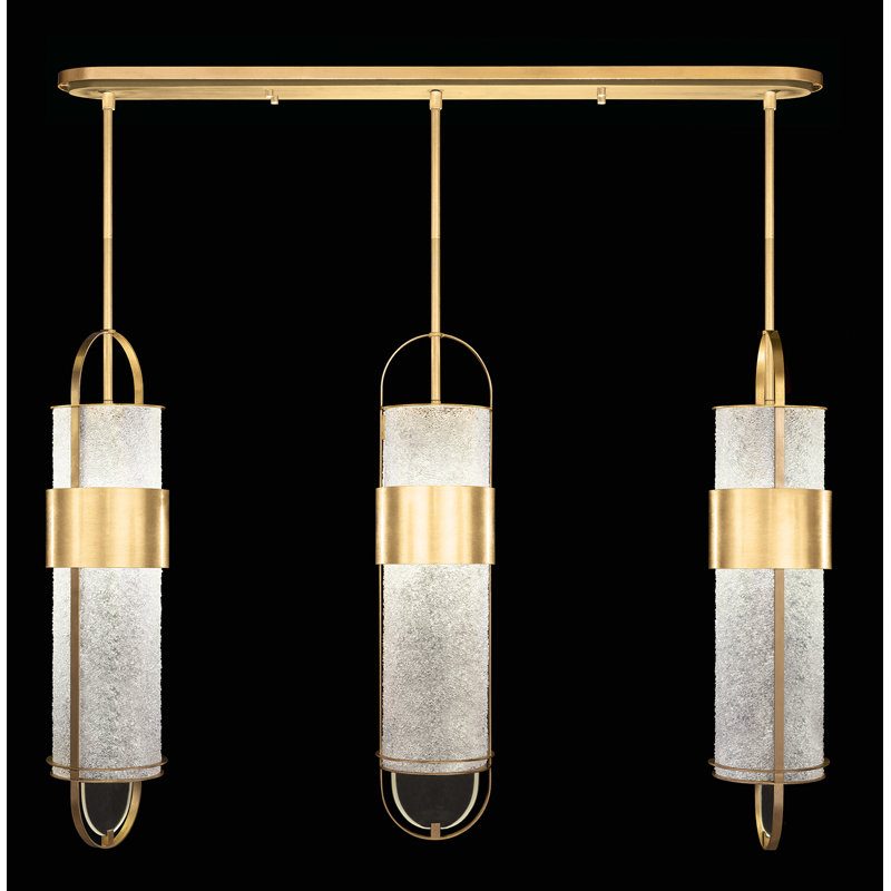 Luminaire suspendu cylindrique à DEL pour îlot de cuisine 6 lumières Bond, Transparent, Or