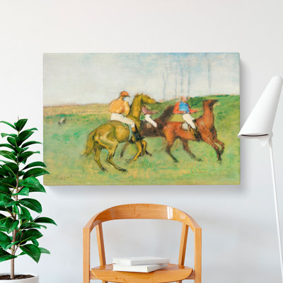 Jockeys And Race Horses by Edgar Degas - Wrapped Canvas Painting