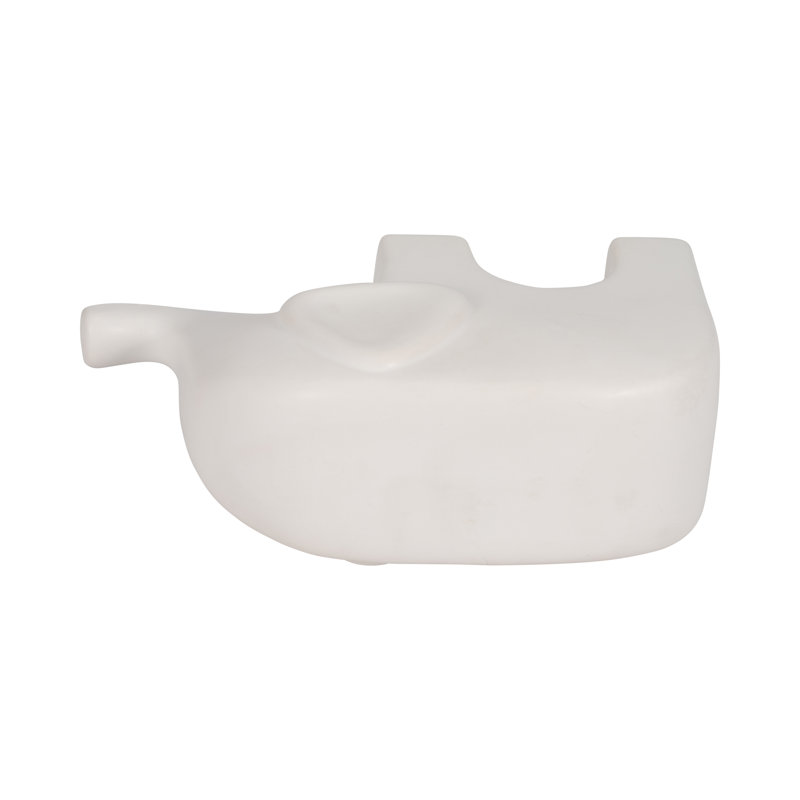 Stoneware Ceramic Elephant Figurine - Modern Minimalist Decorative Sculpture for Home and Office Decor., White