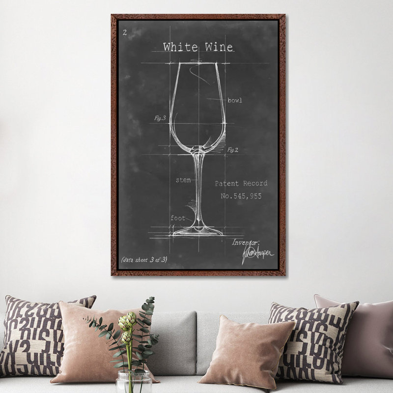 Barware Blueprint IV 1 Piece Wall Art on Canvas, 152.5 cm H x 101.5 cm W, Classic Wood Framed