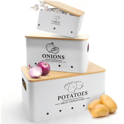 Kitchen Vegetable Storage Set of 3,White