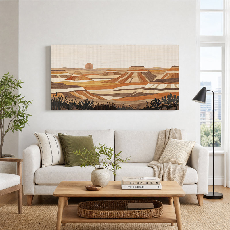 «Layered Wood Desert Canyon», art mural sur toile, L 40 po x H 20 po