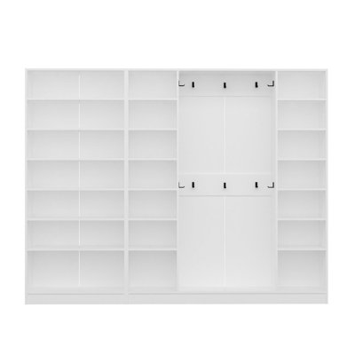 Modern Hall Stand, White, 106.3 x 82.7 x 13.8 inches | 100% Melamine Coated Particle Board, Thickness: 0.7 inches | Elegant Scandinavian Design, Perfect for Entryway Organization & Style