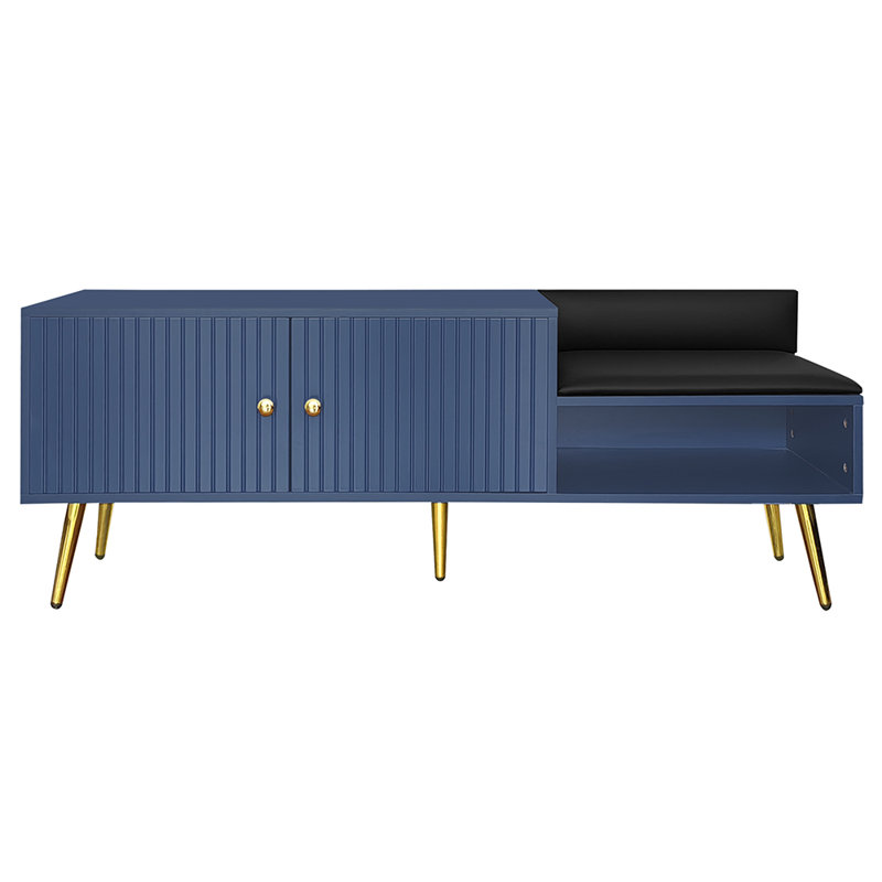 Shoe Storage Bench Including Cushions, Navy