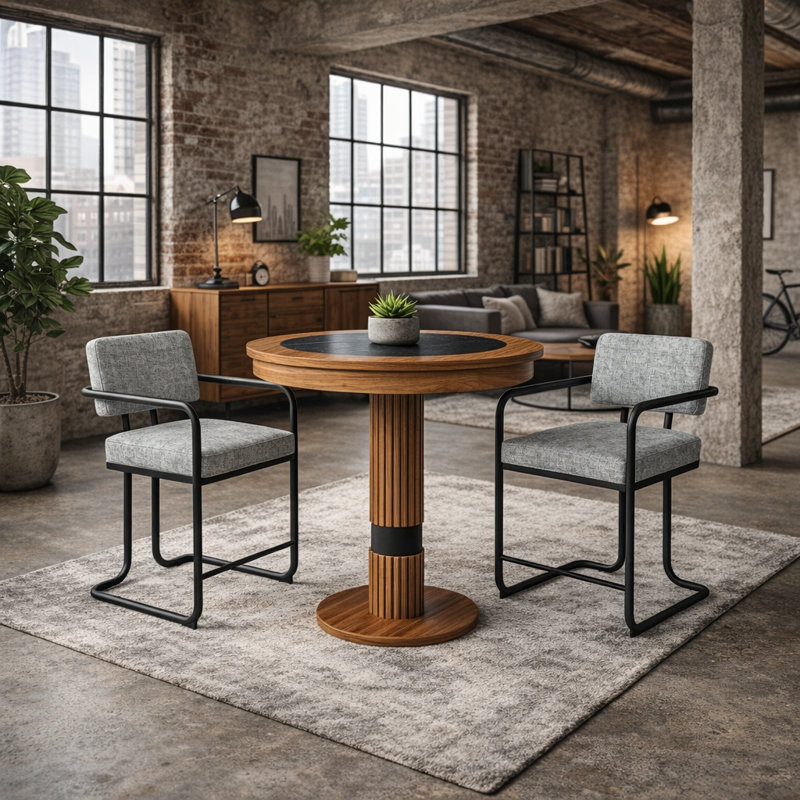 Table de pub de 30 po avec deux tabourets de bar rétro Prohibition Series par RAM Game Room, Brun/gris/noir
