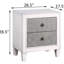 Chambre à coucher Table de chevet rustique en gris et blanc - 2 tiroirs, tablette de tiroir en feutre protégé, 2 tiroirs modernes à fermeture contrôlée, doublé de feutre pour les articles délicats