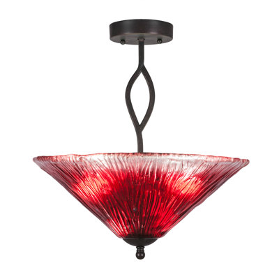 Hiroko Revo Semi-Flush Shown In Dark Granite Finish With 16" Crystal Glass